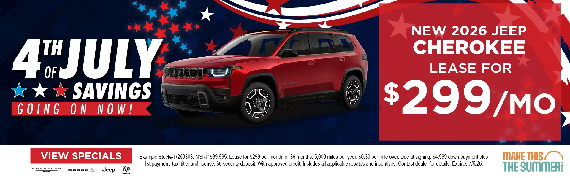 New 2026 Jeep Cherokee - lease for $299 a month